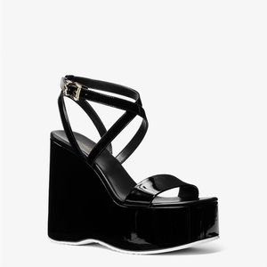 Michael kors Paola Faux Patent Leather Wedge Sandal
